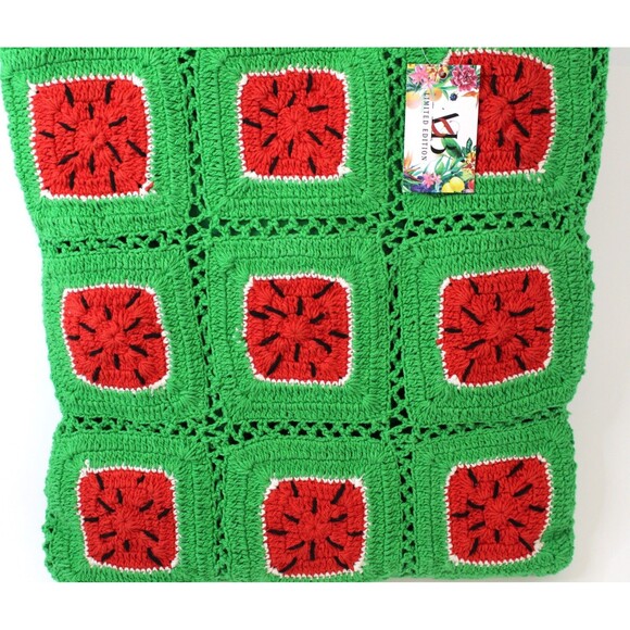 Crochet Watermelon Tote Bag Lined beach summer tote boho America and Beyond NWT - Picture 2 of 5